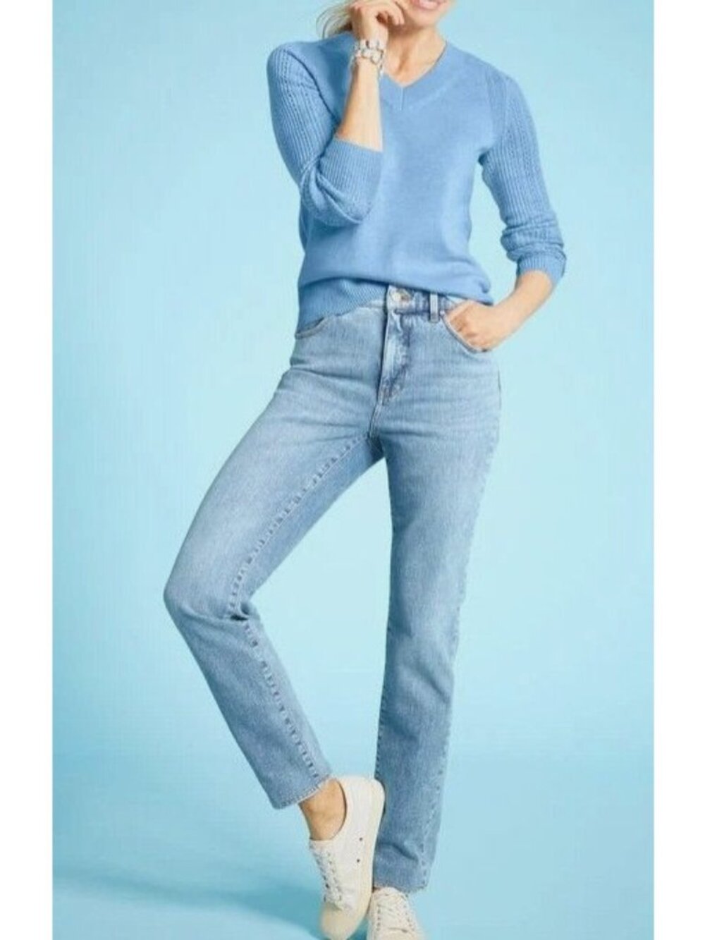 Talbots Plus 16W Straight Leg Denim Jeans Carolina Wash NWT Capsule Wardrobe $99